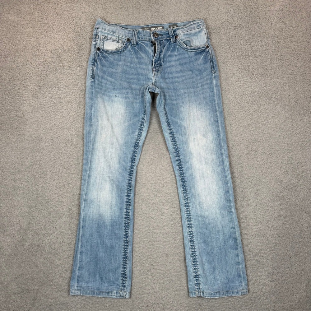 BKE Carter Bootleg Jeans Mens 30R Light Wash Stretch Denim Blue 31x30